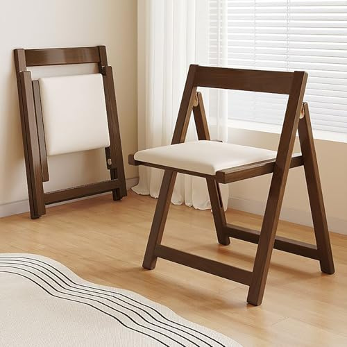 Stilvoller klappbarer Esszimmerstuhl mit gepolsterter Sitzfläche, vielseitiger Holzstuhl für Küche, Schlafzimmer, Wohnzimmer & Partys, elegantes braunes Design für Gäste