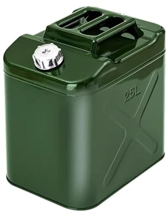Contenedor de Gasolina con Sistema de Pico y Asa, Bidón Metálico for Gasolina, for Camiones, Coches y Motocicletas(25L)