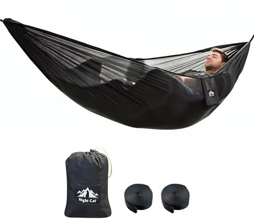 Night Cat Hamaca Jardín Ultraligero: Hamaca Colgante 0,35KG para 1 Persona para Exterior Camping Y Acampad