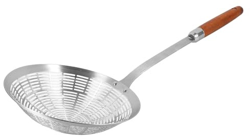 NUOBESTY Colino in Acciaio Inox 304 Grande Cucchiaio Scolapasta e Manico Antiscottatura, Cucchiaio Colino Portatile per Friggere e Scolare Pasta, Utensile da Cucina per Lavare Frutta