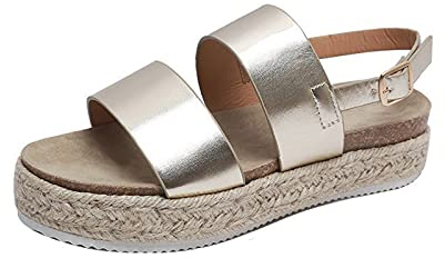 Uwdiohq Sandalias Casuales De Verano Tejidas Plataforma Fashion Round Femenino Mujer Cunas (Gold, 39) Talla 43 Women'S Black Shoes Rehabilitacion Vestir Trekking Marca Sandals For Women Uk Boda