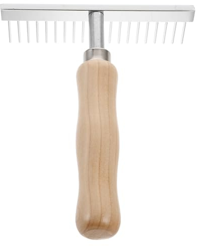 Levemolo Cepillo de Burro para Acicalamiento con Mango de Madera, Rastrillo de Acero Inoxidable Desmontable para Eliminar Pelo y Enredos en Caballos y Perros, Peine de Crin Multiuso
