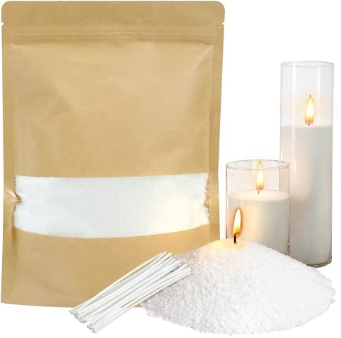 500g Scented Pearled Candle Sand with Wicks,Sand Wax Granules, Refillable Pearl Candles Sands with 20Pcs Wicks, Long Lasting Pearl Powder Snow Wax for DIY Making Birthday Weddings (Jasmine Scented)
