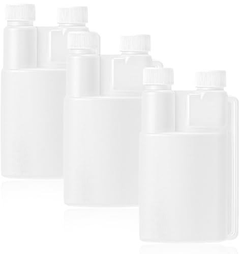 PYRUVAE 3 Stücks Doppelhals Dosierflasche aus HDPE, 120ml mit Dosierkammer 15ml, für Scooter, Motorrad, Universal