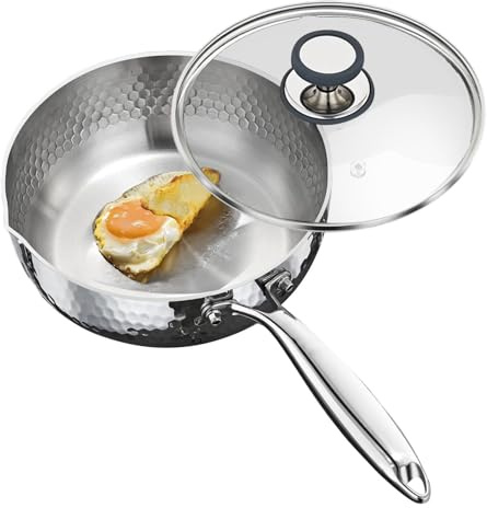 Cacerola con Tapa - Antiaderente Con Tapa, Asa Y Vertedor | Olla vaporera para cocinar,Cocinar, Freír, Cocción Lenta, Hervir, Sopas, Comidas Saludables, Compatible Con Inducción