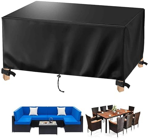 AJALGZ Telo Copri Mobili da Giardino Impermeabile 140x80x80 cm Copertura Divano Esterno e Patio – Tessuto 420D Oxford Pesante Anti-UV, Antivento e Neve – Custodia Protettiva, Nero