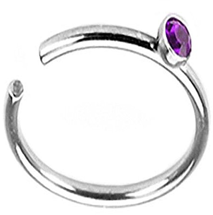 Piersando Fake Piercing Klemm Hoop Ring Klemmring mit Kristall für Septum Tragus Helix Nase Lippe Ohr Intim Nippel Augenbraue Brust Hufeisen Silber Lila