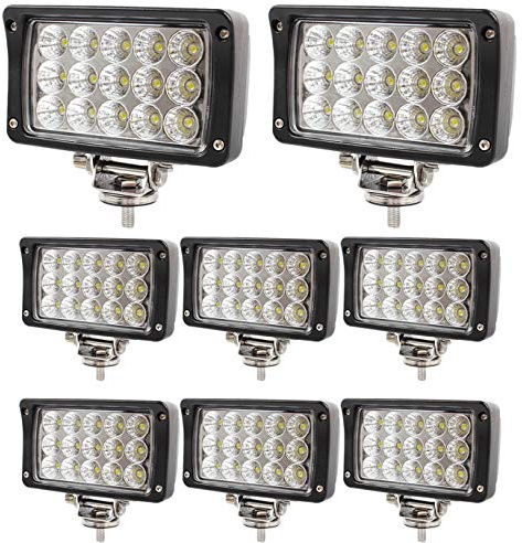 BRIGHTUM 8 X 45W LED Offroad Arbeitsscheinwerfer weiß 12V 24V Reflektor worklight Scheinwerfer Arbeitslicht SUV UTV ATV Arbeitslampe Traktor Bagger LKW KFZ (8 Stück)