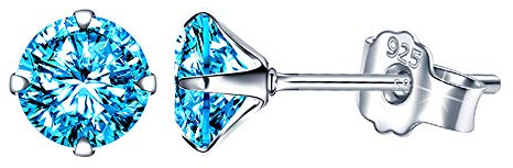 Yumilok 1/4/7 paar Damen Ohrstecker 925 Sterling Silber Zirkonia Weiß Mehrfarbig 6mm Gestüt Piercing Ohrringe Ohrschmuck für Mädchen