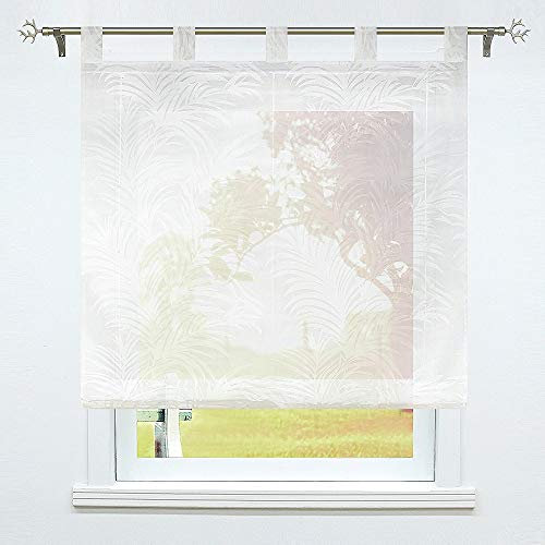 SCHOAL Raffrollo Ausbrenner Transparente Raffgardine mit Schlaufen Schlaufenrollo Weiß Gardinen Modern 1 Stück BxH 140x150cm Muster #2