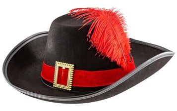 Deiters Hut Musketier mit Feder rot/schwarz 61