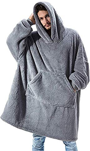 TRISTIN Women Sherpa Fluffle Sweatshirt Blanket Lengthen Warm Cozy Oversized Wearable Pocket Blanket Hoodie for Adults, Unisex One Size Fits All