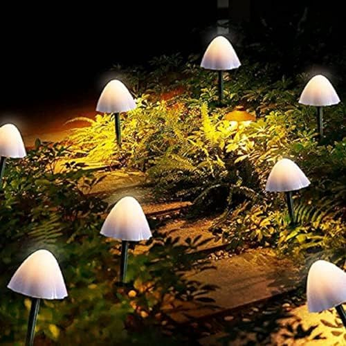 Chipark Solar Lights Outdoor Garden, LED Mushroom Shape Pathway Lights Solar Powered Fairy String Lights Outside Waterproof Landscape Stake Lights Decoration for Path Patio Yard