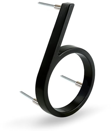 HASWARE 5 inch (12 cm) Floating House Number: Modern Door Numerals - Signage for Street Post Office (Upgraded Black, 6)