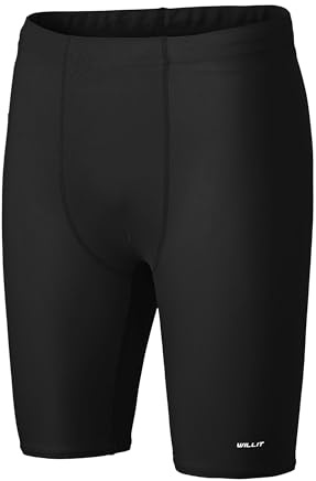 Willit Boys' Swim Jammers Youth Swimsuit Quick Dry Athletic Swimming Shorts UPF 50+ Black S