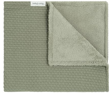 Baby's Only - Sky Gestrickte Babydecke aus Baumwolle mit Teddystoff - Kuscheldecke Baby - TOG 2.7 - für Jungen und Mädchen - Urban Green - 70x95 cm
