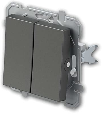 Pulsador de 2 vías LOGIQ, antracita, sin marco, bornes enchufables, diseño universal, apto para cajas de pared hueca y cajas de interruptores de empotrar