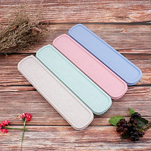 OriGlam 1 x tragbare Besteckbox, Reisegeschirr, Aufbewahrungsbox, Utensilienkoffer, Besteck-Aufbewahrungsbox für Besteckset, 25 x 6,1 cm (grün)