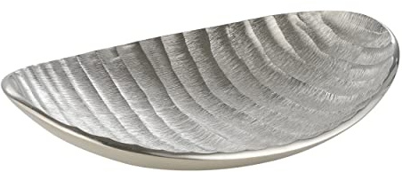 EGLO LIVING Dekoschale Forleyet, elegante Schale zum Dekorieren | Dekoteller handmade im Wellendesign, Metallteller aus Aluminium in Silber, 32 x 23 cm