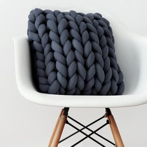 MOLUO Quadratisches, klobiges Wollkissen, handgefertigte Strickkissen, nordisches geflochtenes Kissen für Kinderzimmer, Dekoration, Schlafsofa, Dekokissen