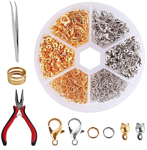 Set di 463 chiusure a catena, set di chiusure per aragosta, set di chiusura per bracciale, con pinza per attrezzi, pinzette e chiusura per gioielli fai da te