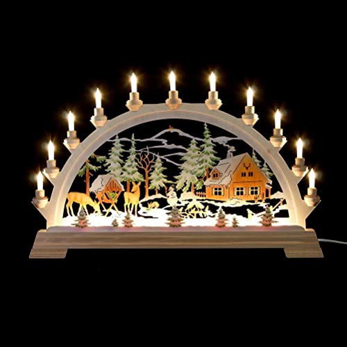 Miokycl Christmas Santa Wooden Illuminated LED Candle Bridge Ornament Indoor Christmas Decoration Battery Operated (Style A)