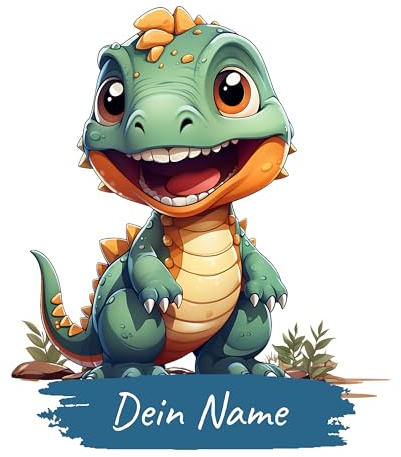 GRAZDesign Wandtattoo Kinderzimmer Junge Dino mit Namen personalisiert - Wandaufkleber über Bett & Sofa - 58x50cm