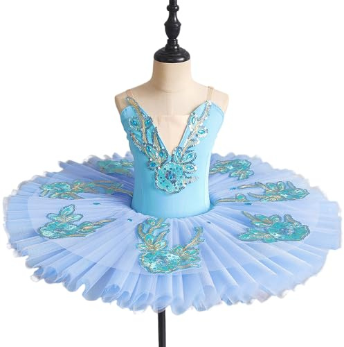 GeRRiT tutù Danza Classica Professionale Blu Tutus Adulto Donne Bambini Bambini Balletto Tutu per Ragazza Pancake Tutu Ballerina Party Ballet Costume,Blu,170