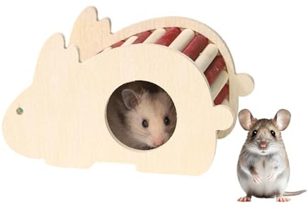 Hamsterhaus aus Holz, natürliches Hamsterversteck Lebensräume, Dekoration, Hamsterleiter, Spielzeug, kleine Haustiere, Eckhaus, Versteck Käfig, Dekoration, Zubehör für Zwerghamster, Chinchillas (Stil