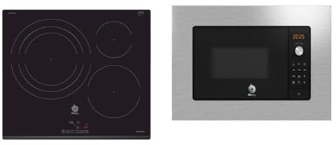 Balay 3EB967FR - Placa de Inducción, 3 Zonas, 60cm, Función Sprint, 17 Niveles Cocción & 3CG6142X3 - Microondas, electrónico, Encastrable con marco, 38 cm, 20 l, 5 F, Aqualisis, Ap. L