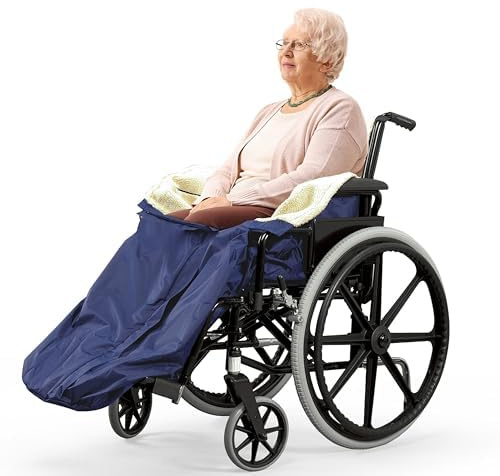 BRAMBLE Fleece Gefütterter Schlupfsack für Rollstuhlfahrer (Dunkelblau), Rollstuhldecke mit Innentasche - Robust, Wasserdicht & Wetterfest