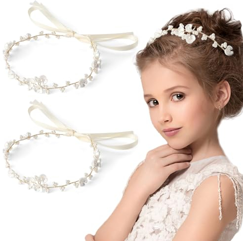 FloralGrace 2 Stück Blumenkranz Haare Kinder, Blume Haarschmuck Mädchen, Hochzeit Blumen Haarkranz, Haarreifen Mädchen for Hochzeit, Geburtstag, Party