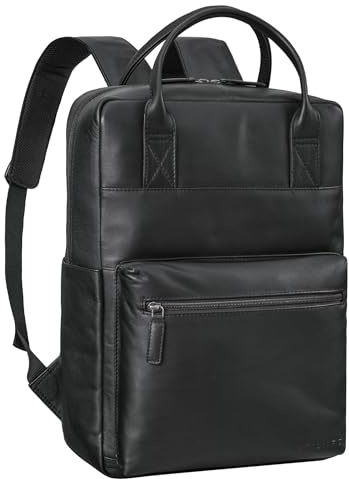 STILORD Topaz Mochila Grande Piel Mujer Hombre Mochila Viaje con fijación del Carro o Mochila Negocios de Cuero Mochila Portátil 16 Pulgadas Color:Negro