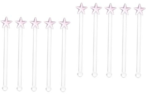 Ciieeo 10pcs High-Gloss Glass Wine Stirrer Creative Mix Stick Heat-Resistant Drink Stirrer Bar Utensil Random Color