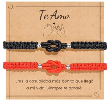 MANVEN Pulseras Para Parejas Regalos Para Parejas San Valentín Regalo Aniversario Navidad Cumpleaños Para Novio Novia Marido Esposa Mujer Hombre Pulsera Hilo del Destino Amuleto Suerte