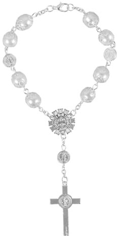 HAWILLOSCH Rosary Armband Für Auto Personalisiertes -accessoire Mit Kreuz Geeignet Für Rückspiegel Vielseitige Dekoration Für Autofahrer Langlebig Installieren