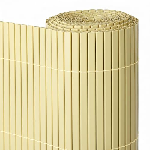 LOLAhome Cañizo PVC de Doble Cara Beige 3x2 metros | Resistente 1.200 gr/m2, Decorativo y Fácil Instalación | Alta Privacidad y Ocultación para Valla, Jardín, Balcón o Terraza