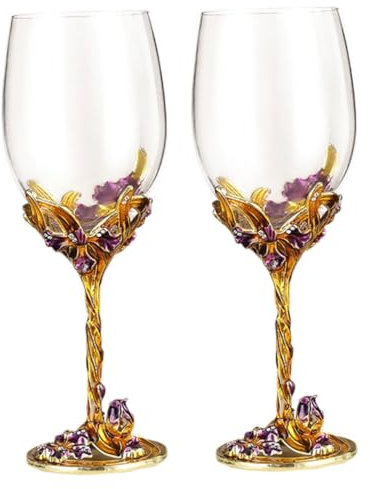 Amosfun Set Di Bicchieri Da Whisky E Vino in Oro Con Design Smaltato Per Feste Di Matrimonio