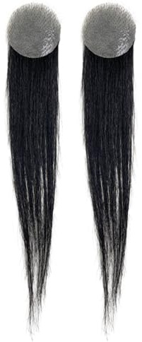 Tingyilan 2Pcs Haarausfall Vertuschen, 6In Kahle Stelle Haarpflaster Toupet Für Frauen Männer, Natürliche Echthaar Topper Haarteile Mit PU Dünner Haut,Schwarz,3x3cm