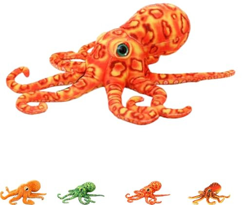 AQCQDQ Octopus Plüschtier, Krake Kuscheltier, Kreative Kuscheltier Krake Oktopus Kissen Naturgetreu Gestaltet, Lustiges Plüsch Puppe Geschenk für Kinder (Orange)
