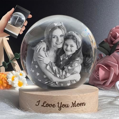 Angry Egg Boy Personalisierter 2D Kristallkugel Fotorahmen, Graviert mit Ihrem Foto Geschenk für Sie/Ihn, Mama, Papa, Ihre Familie, Geburtstagsgeschenk, Erinnerungsgeschenk