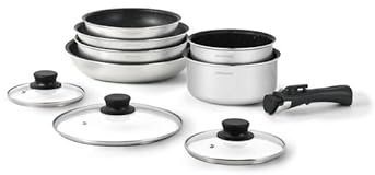 Batterie de cuisine Arthur Martin Batterie amovible 10 pièces AM103B Argent
