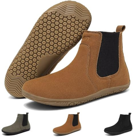 Wizshoe Stivali da Donna Basso Chelsea Boots Barefoot Stivaletti Booties Womens Ankle Scarpe Marrone 38EU
