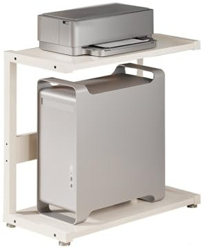 Carro de CPU Soporte for PC Soporte de piso for CPU for el hogar con ruedas giratorias bloqueables Estante de oficina doble Carro de PC resistente for escritorio de juegos Accesorios for PC (blanco) C