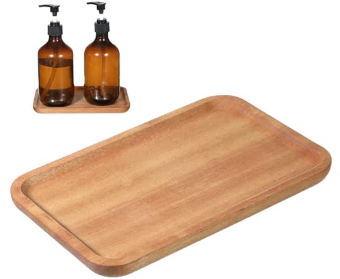 Rechteck Mini Tablettspender Hölzernes Holz Serviertablett Holzteller Ebenholz Küchentablett Holztablett Rechteckig Deko 20 x 13 x 1.5cm Holztablett für Kosmetik Arbeitsplatten Organizertablett