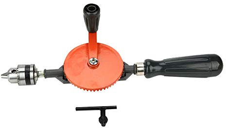 Trapano a manovella a mano, manuale di mini in acciaio a doppio pignone 1/4 con pluvia di trapano per chiavi per legno di plastica in metallo sottile in legno (1/4 de pulgada)