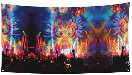 Musik-Festival-Druckbanner zum Aufhängen, 178 x 88,9 cm, Feiertagsparty, Weihnachten, Versammlung, Banner – 180 x 90 cm
