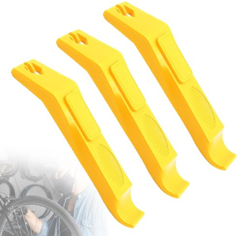 ZALAOR 3 Pcs Yellow Bicycle Tyre Levers And Valve Removal Tools, Set | For Quick Road And Mountain Bike Repairs, Wheel Changes And Maintenance