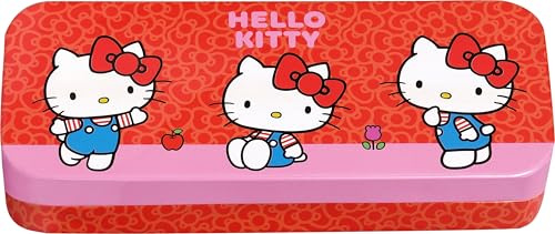 Hello Kitty Set de Maquillaje Infantil de 3 Niveles con Brillo de Labios, Sombra de Ojos, Esmalte de uñas y Pegatinas para uñas, Caja de Maquillaje en diseño Hello Kitty