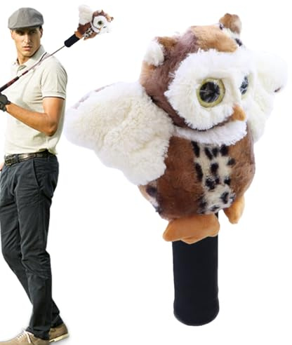 Golfschlägerhaube Eule – Plüsch-Schlägerabdeckung, niedliches Tier-Design für Putterschutz | lustiges Golfergeschenk für Männer, Golfzubehör, 32 x 10 cm